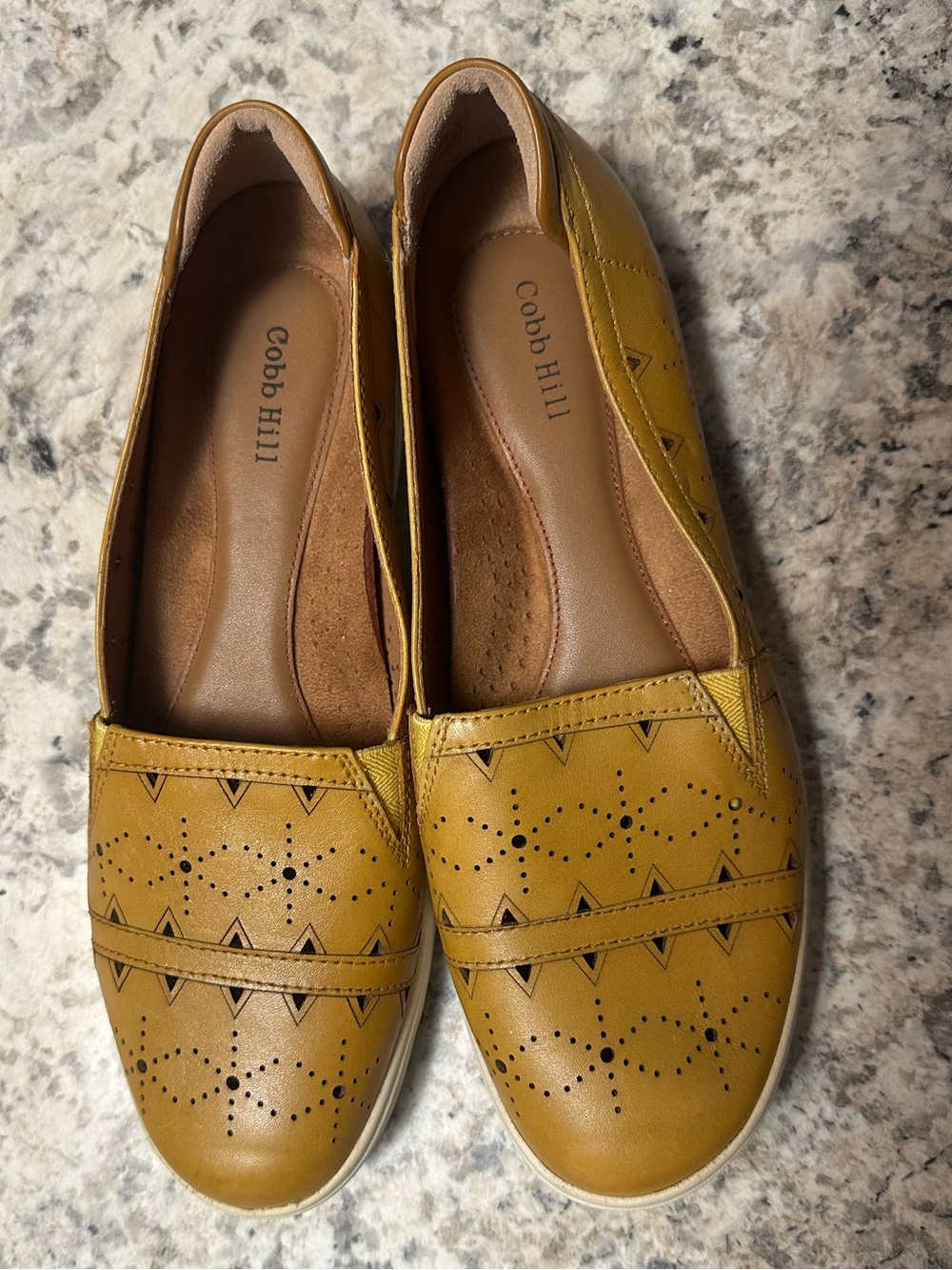 Cobb Hill Mustard Perforated Slip-On Loafers